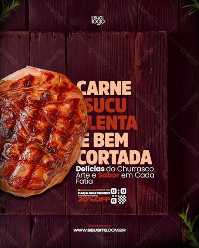 Flyer Carne Suculenta E Bem Cortada Feed
