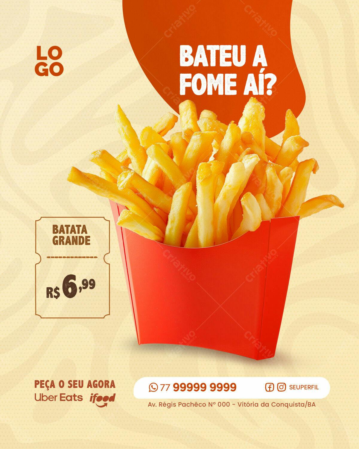 Flyer Batata Frita PSD Editável