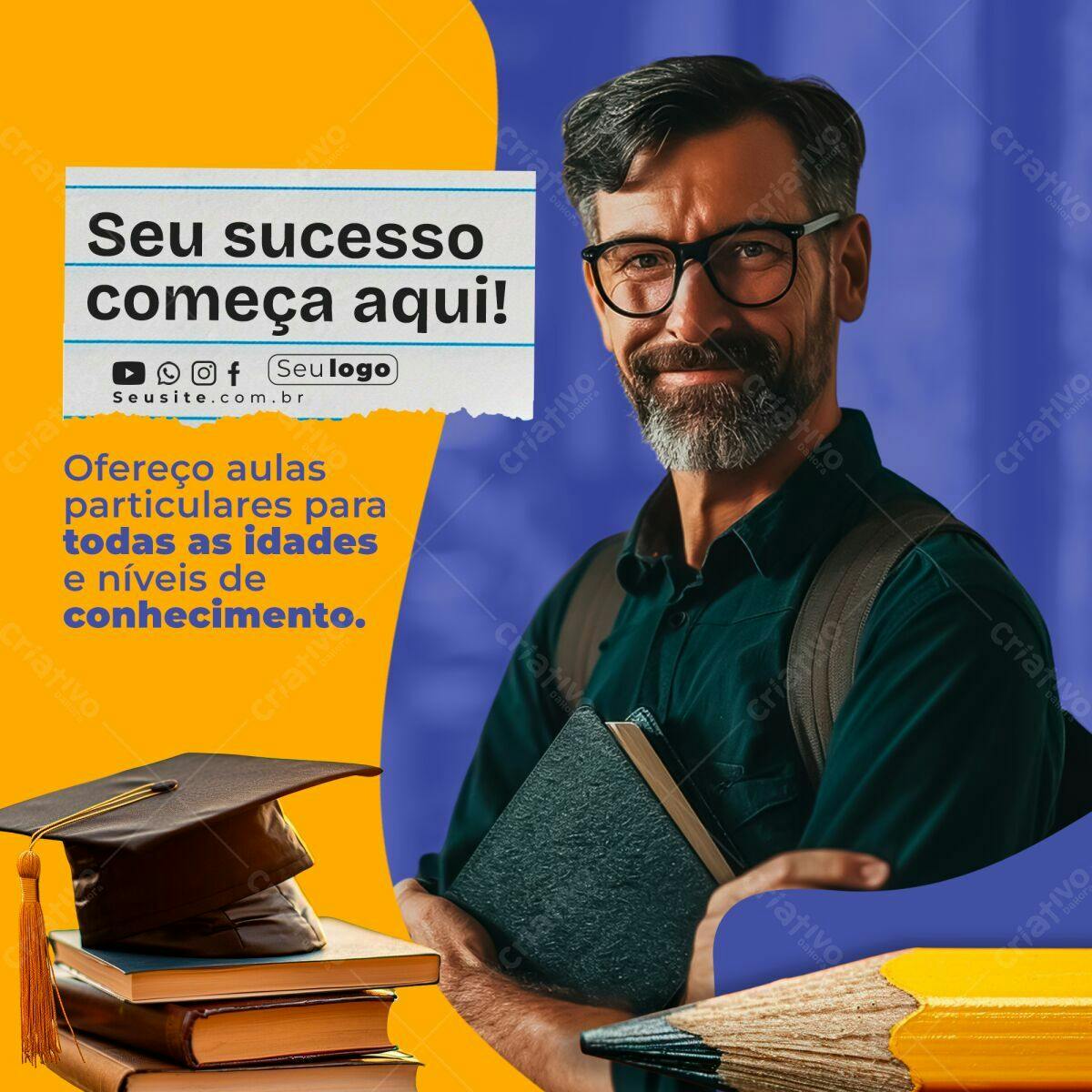 Post para Professor de Aulas Particulares PSD Editável