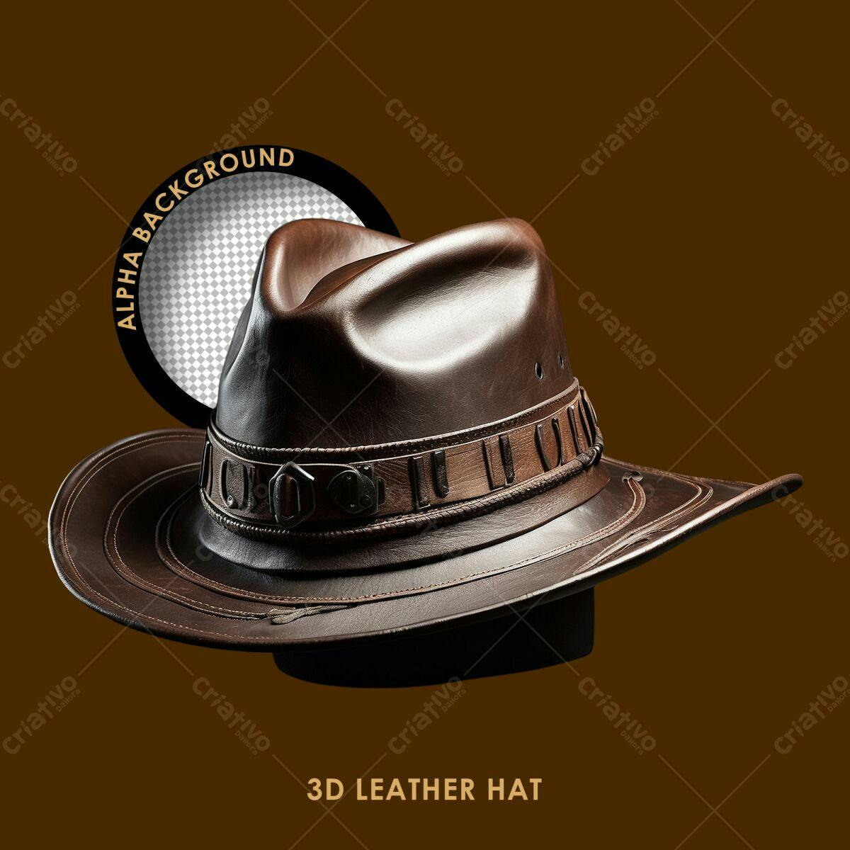 Mockup de Chapéu de Couro Marrom PSD Editável