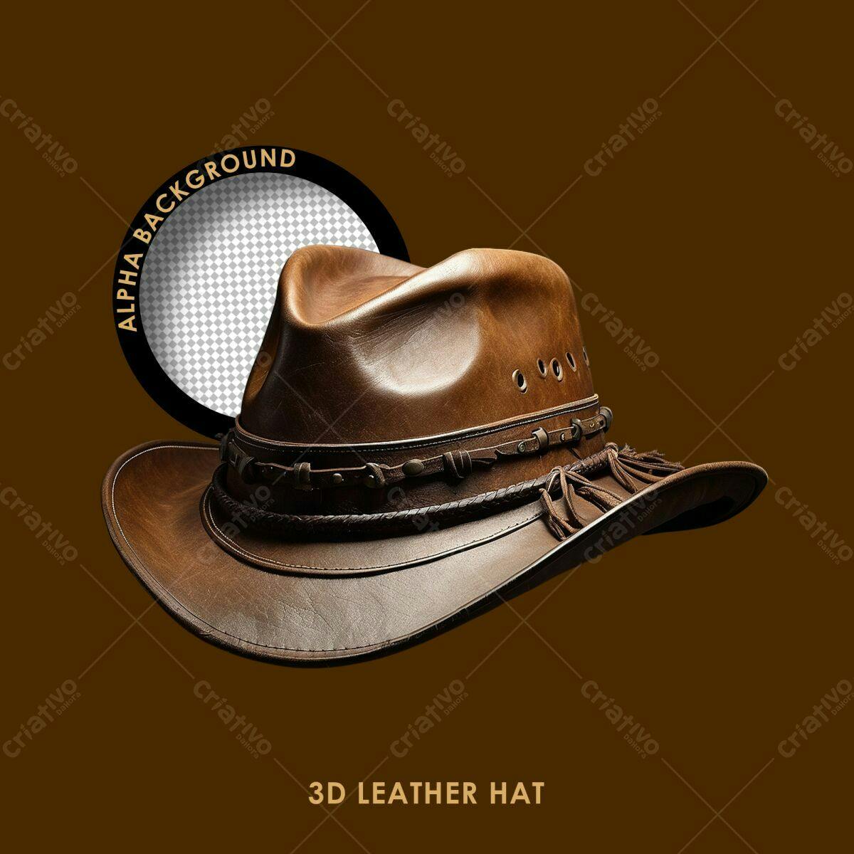 Mockup Chapeu Couro Marrom PSD Editável
