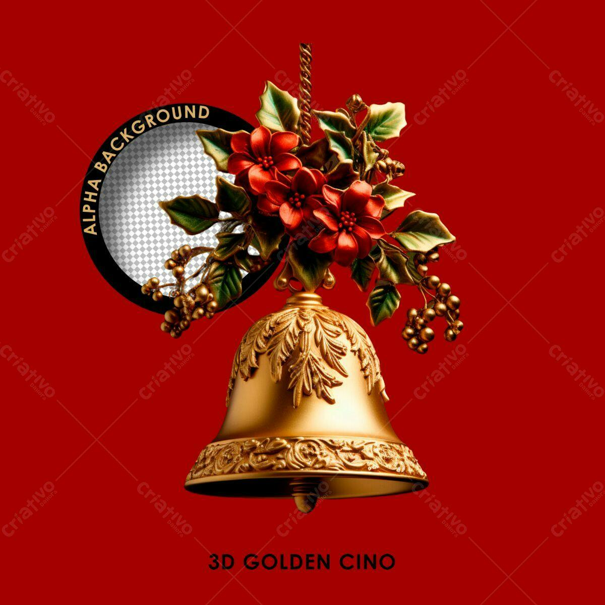 Banner Natalino com Sino Dourado PSD Editável