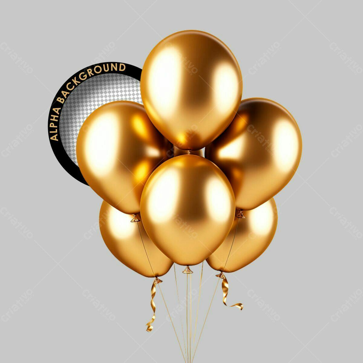 Balões Dourados para Festa de Luxo PSD Editável