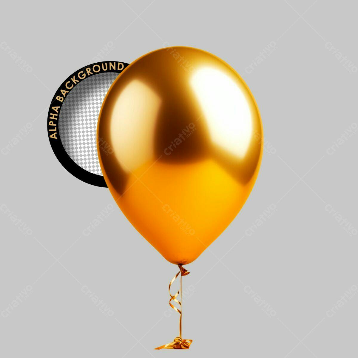 Balão Dourado para Festa de Aniversário PSD Editável