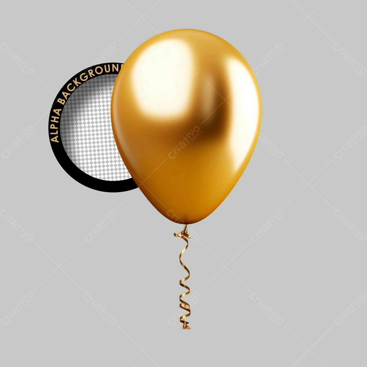 Balão Dourado para Festa de Aniversário PSD Editável