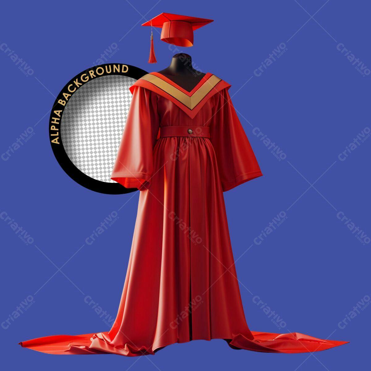 Modelo de beca vermelha para formatura PSD Editável