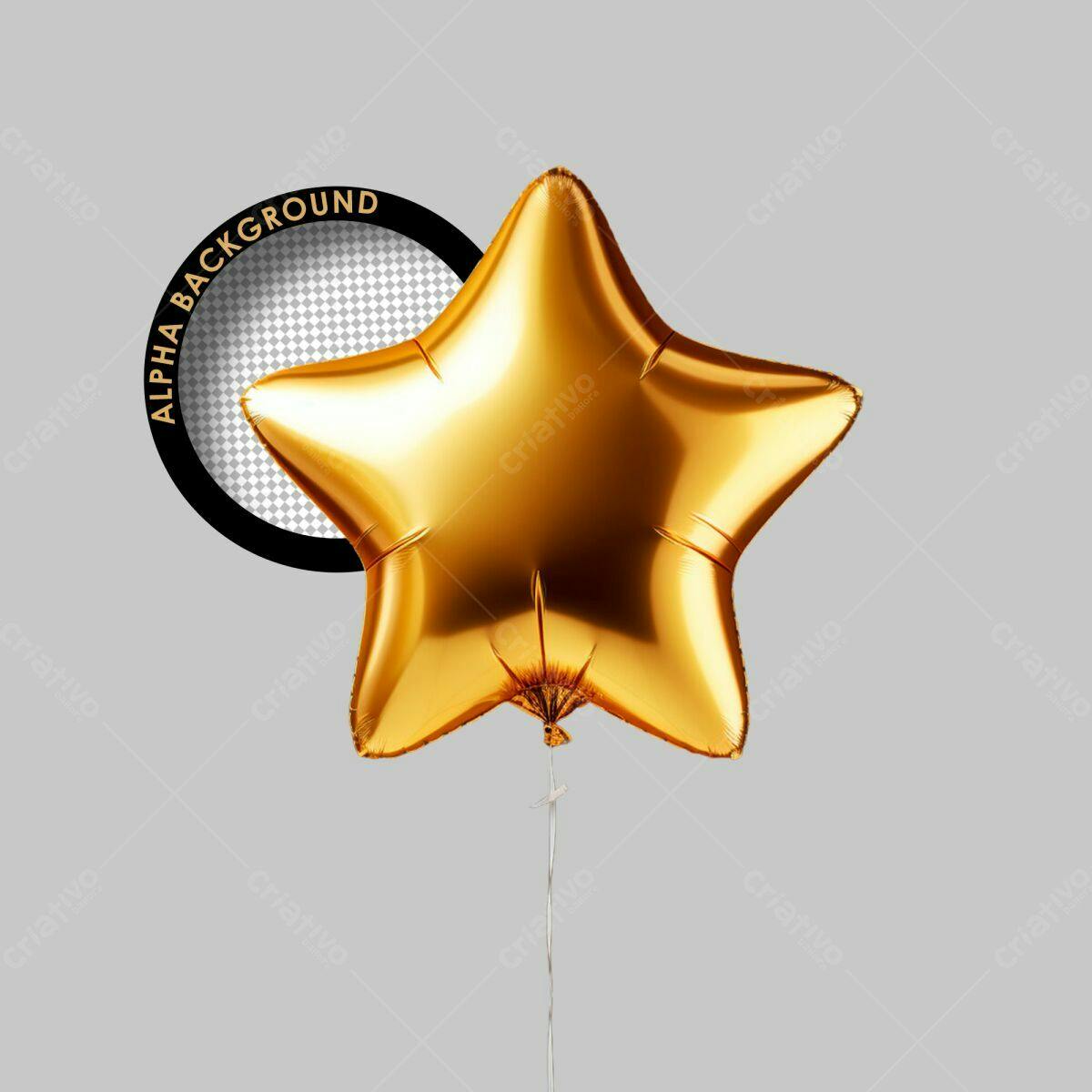 Balão Estrelado Dourado PSD Editável