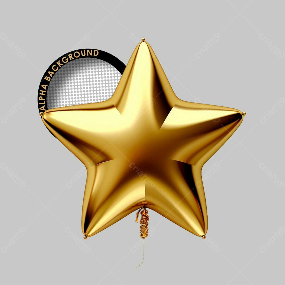 Balão Estrela Dourado para Festa de Aniversário PSD Editável