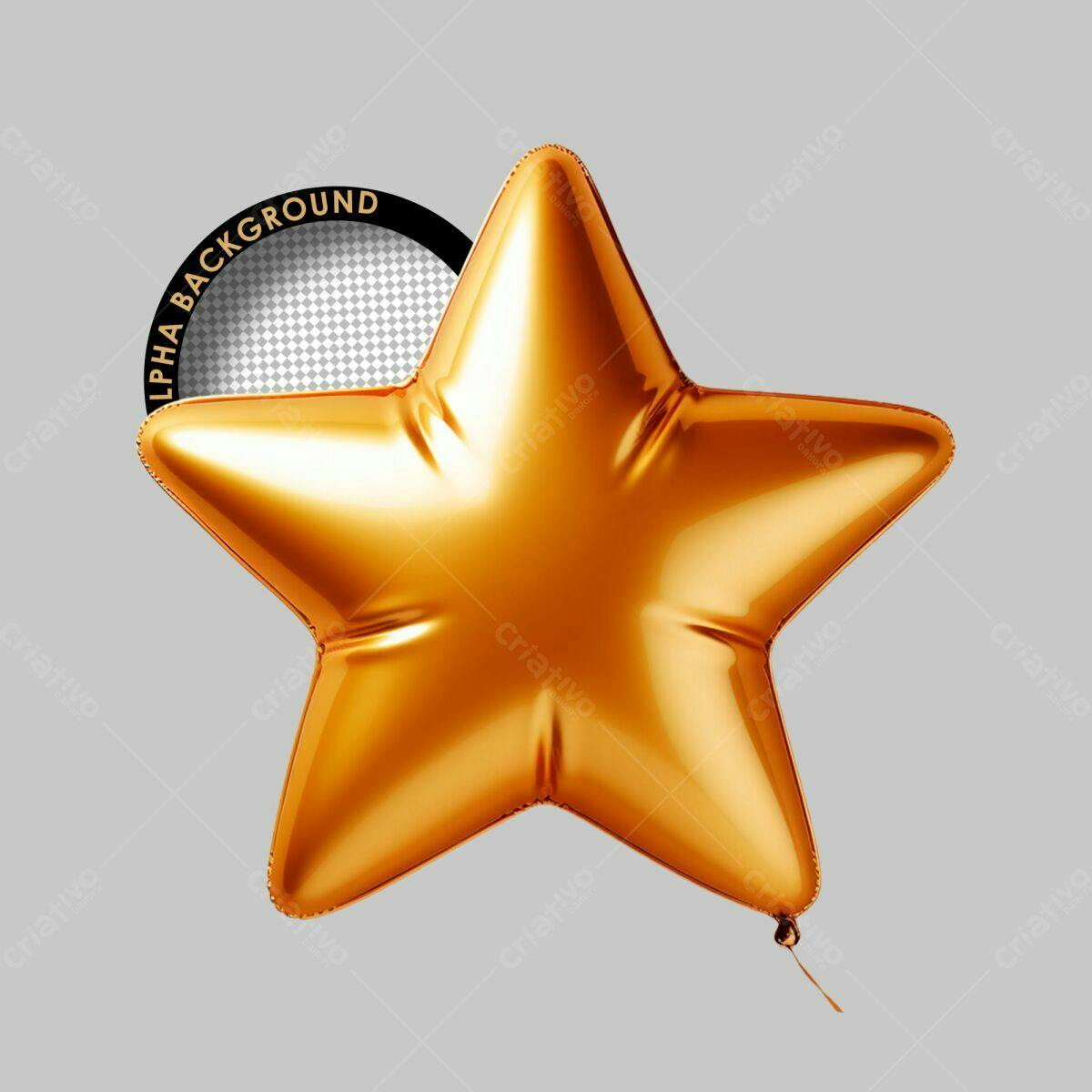 Balão Estrela Dourado para Festa PSD Editável