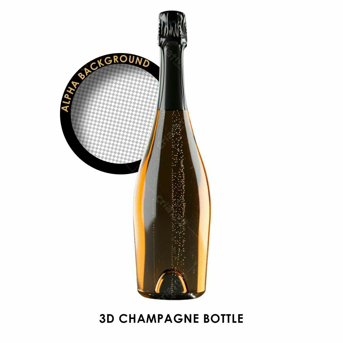 Mockup Garrafa de Champanhe 3D PSD Editável