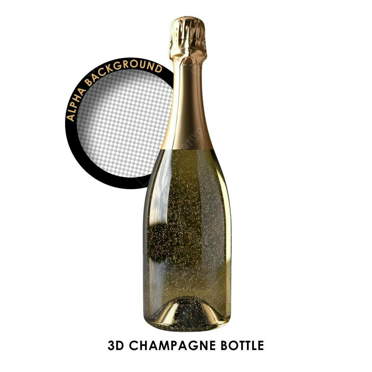 Garrafa de Champagne 3D PSD Editável