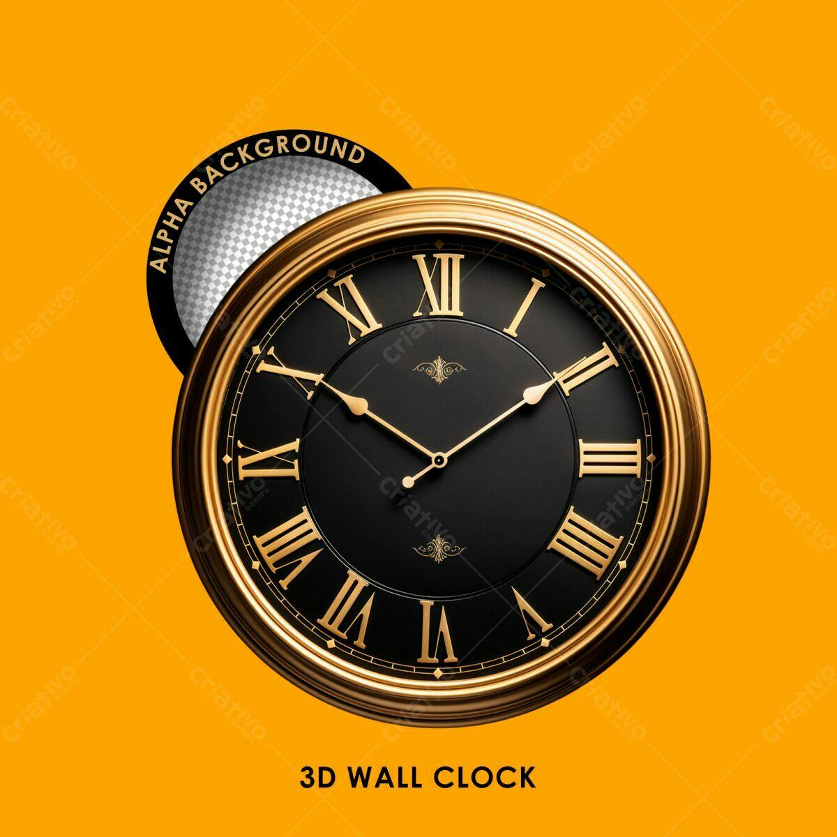 Mockup Relógio de Parede 3D PSD Editável