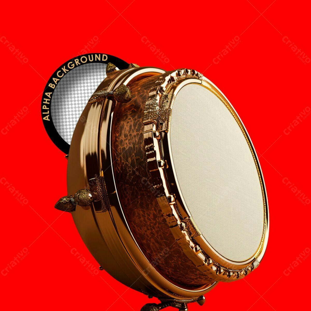 Mockup Tambor Dourado e Marrom PSD Editável