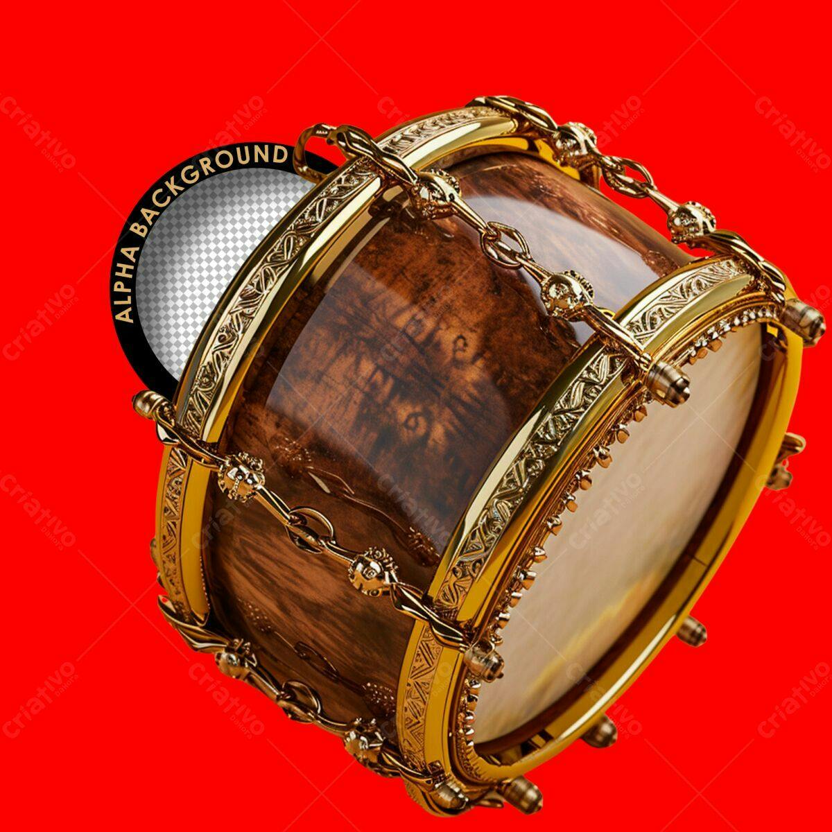 Mockup Tambor Dourado e Marrom PSD Editável
