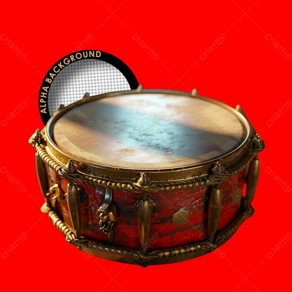 Mockup Tambor Vermelho Vintage PSD Editável