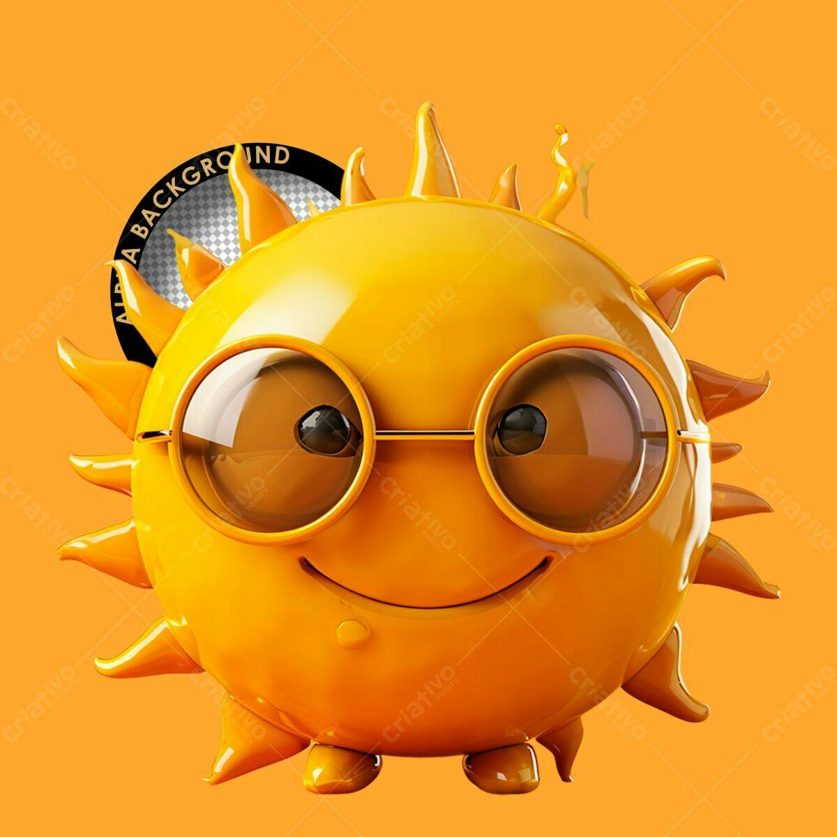 Ilustração Sol de Verão PSD Editável