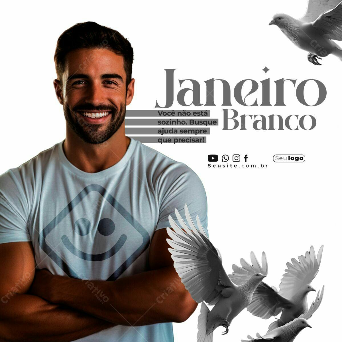Post para Janeiro Branco PSD Editável