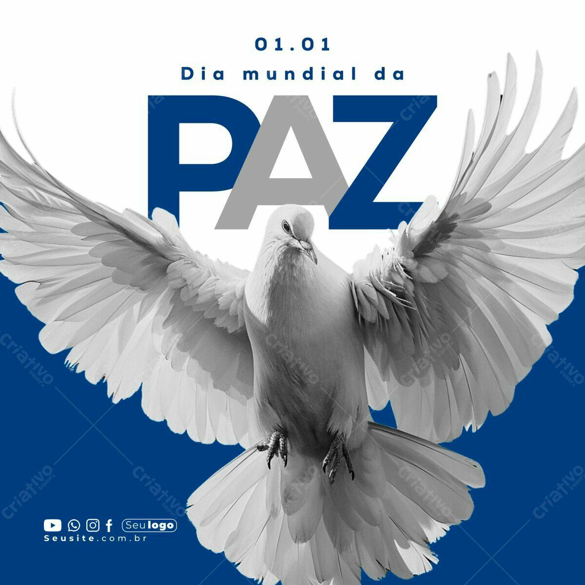 Post para Dia Mundial da Paz PSD Editável