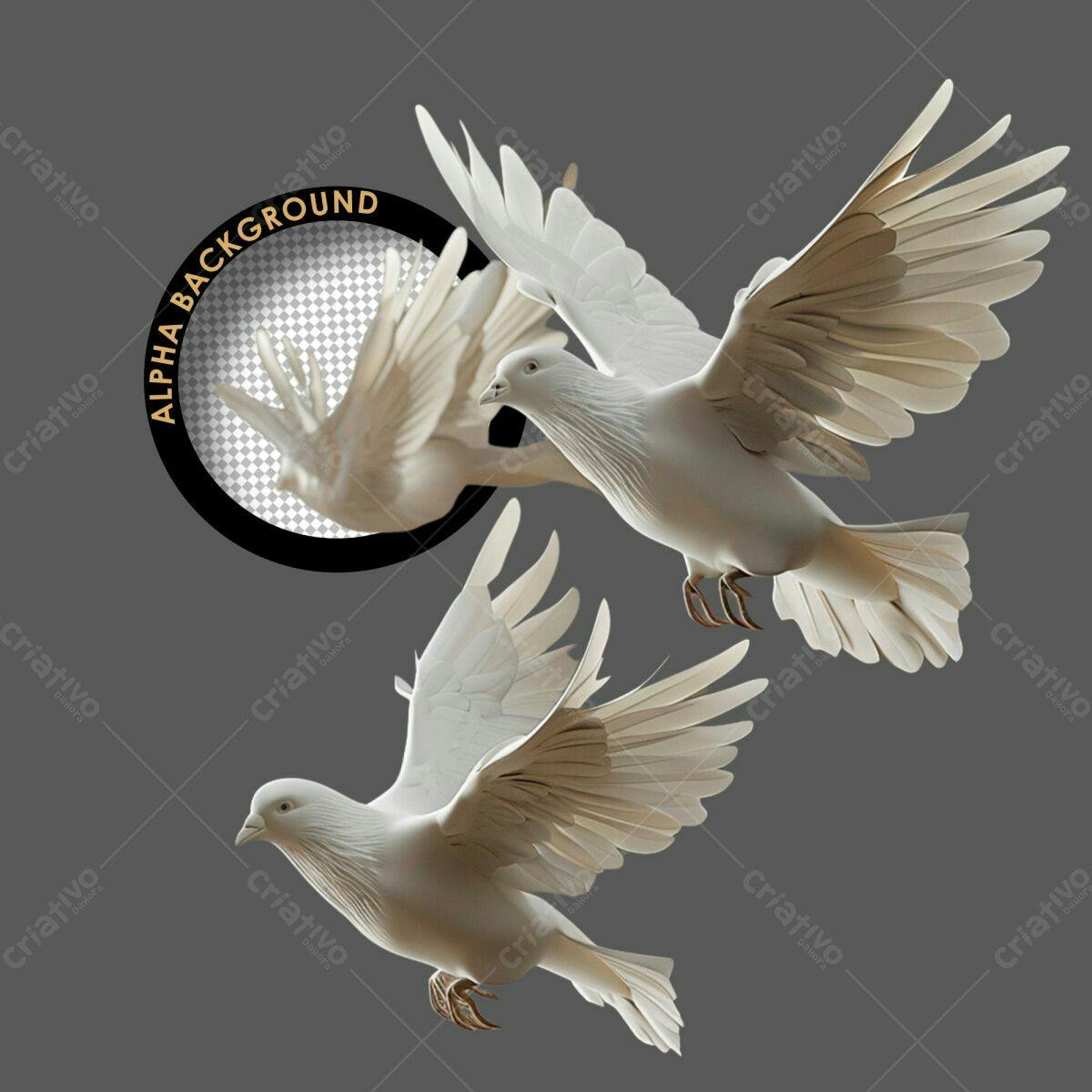 Background com Pombas Brancas em Voo PSD Editável