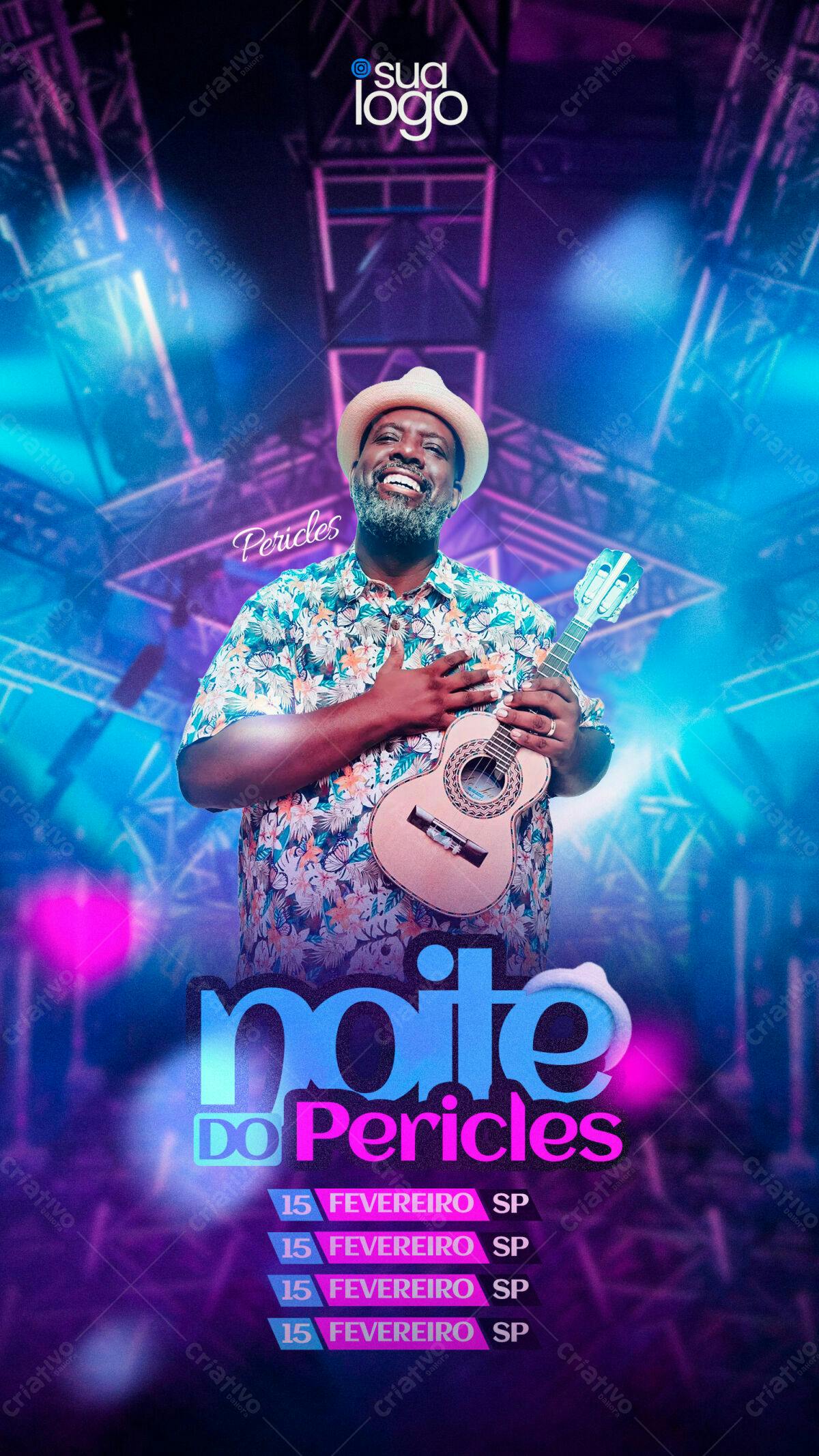 Flyer para Show do Pericles PSD Editável