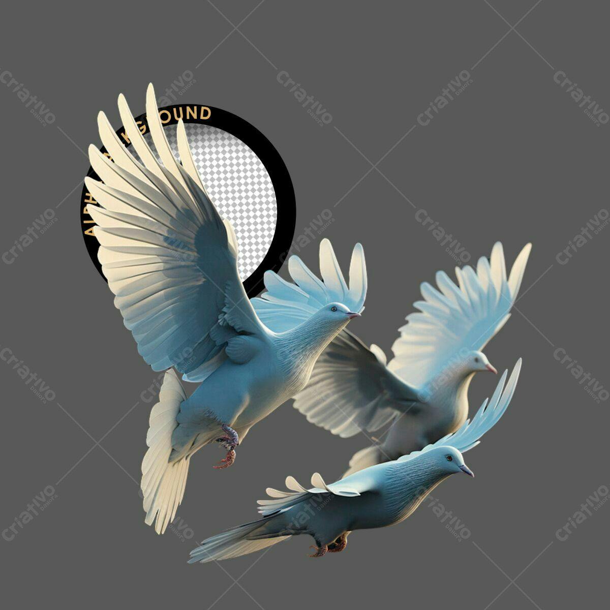 Background com Pombas em Voo PSD Editável