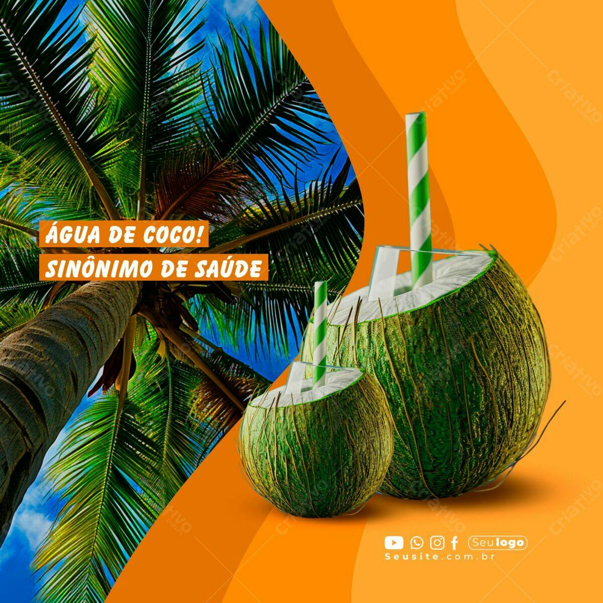 Post para Água de Coco PSD Editável