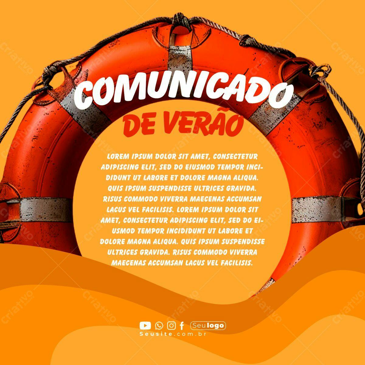 Comunicado de Verão PSD Editável