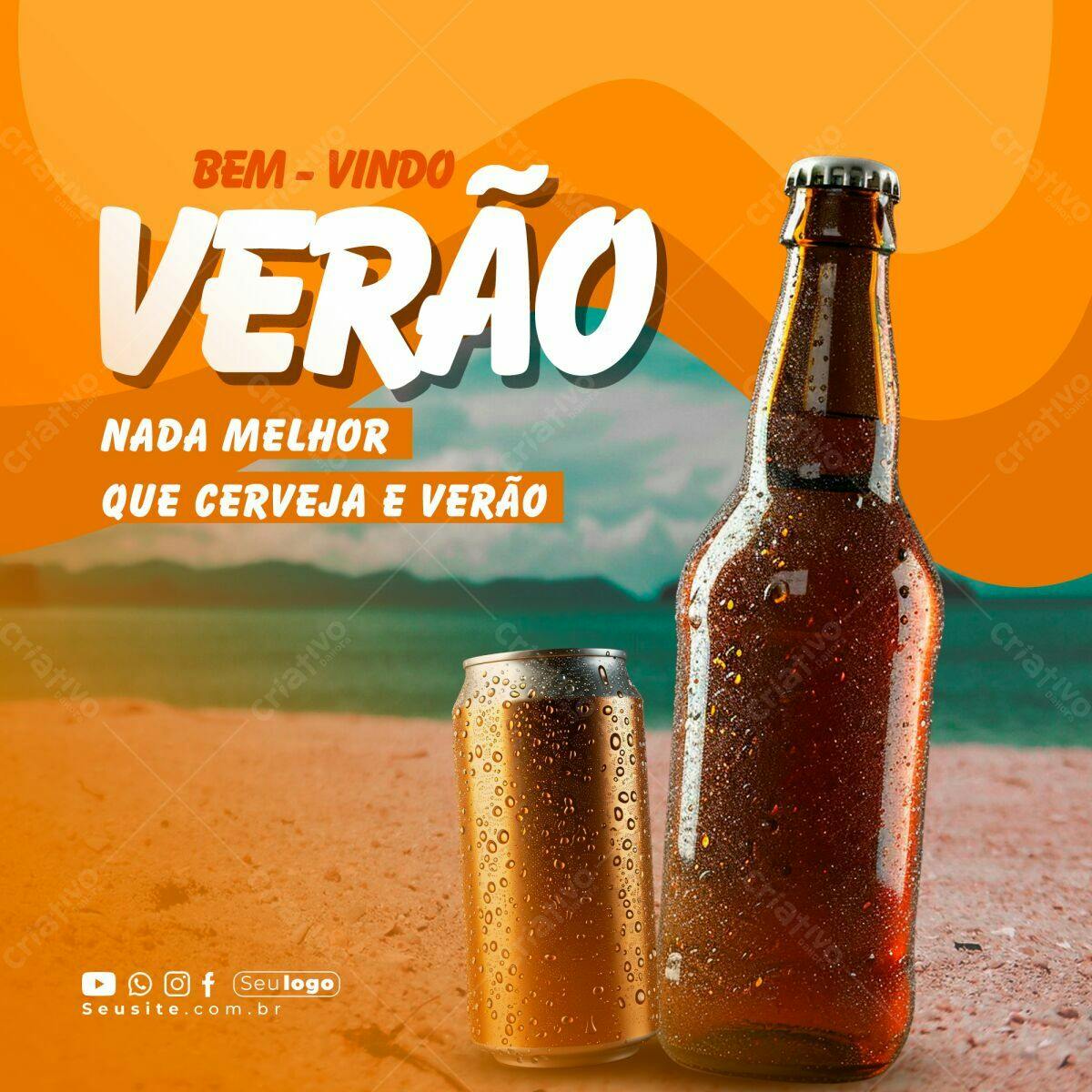 Post para Verão com Cerveja PSD Editável