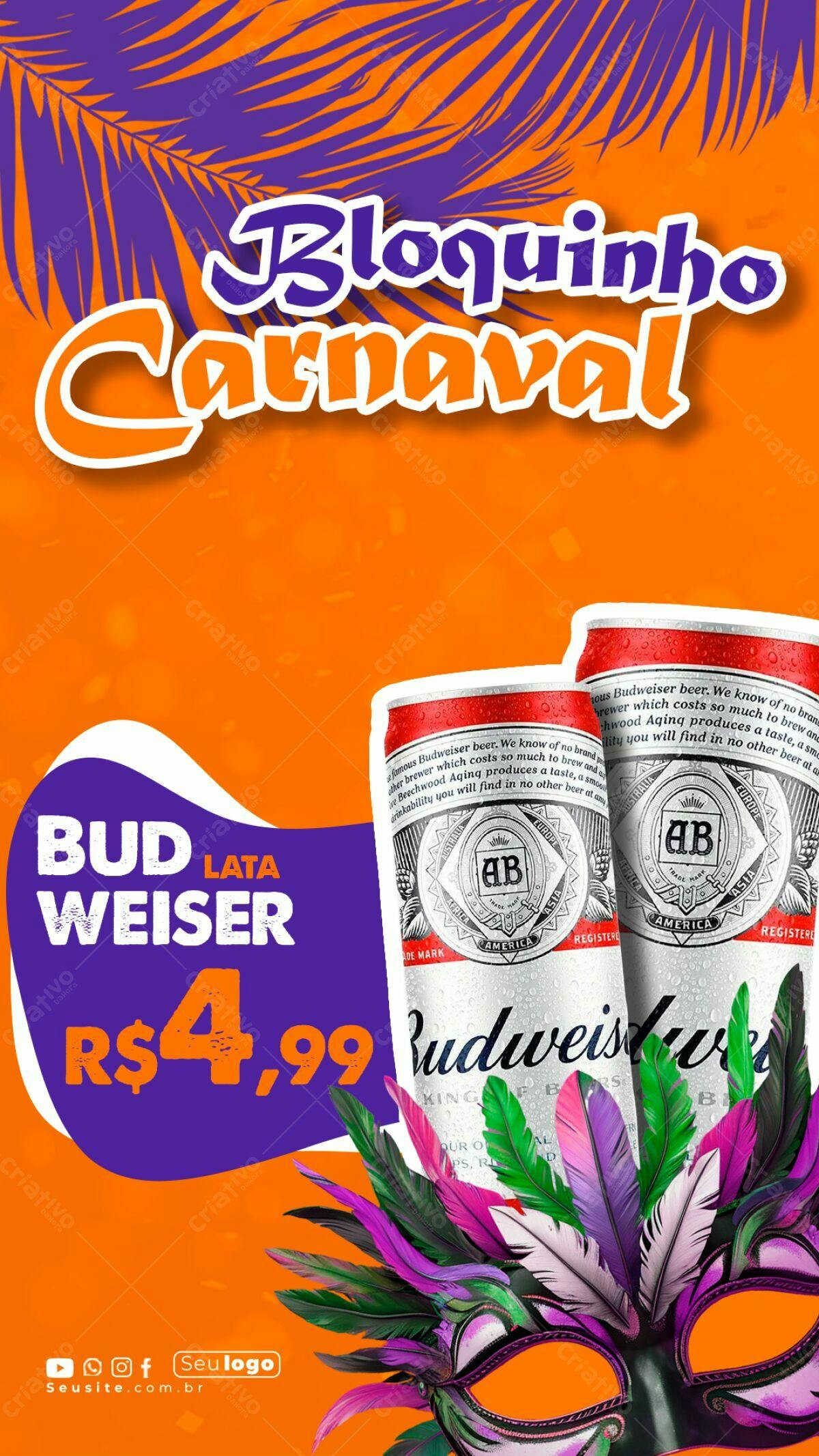 Flyer Carnaval Budweiser PSD Editável