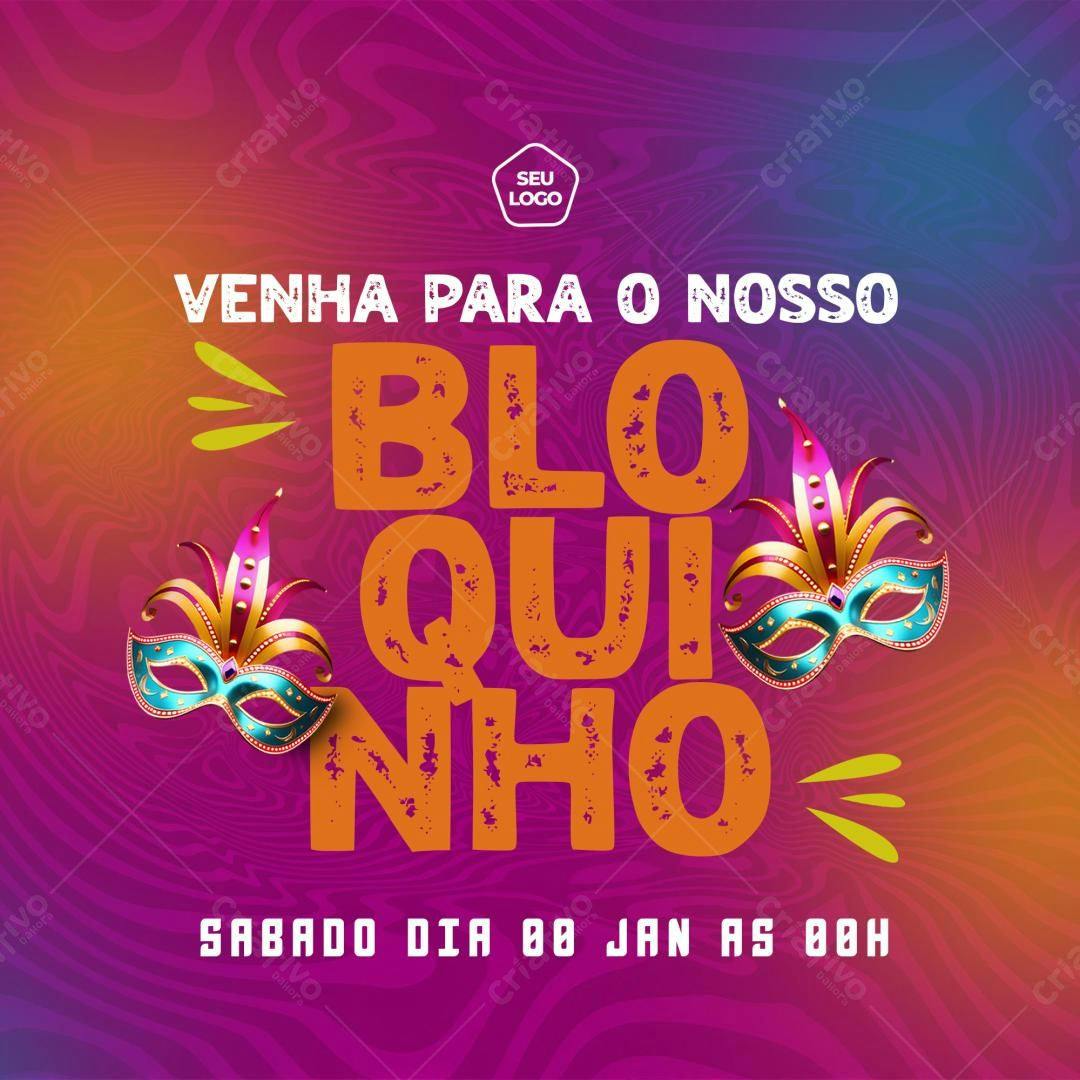 Flyer para Bloquinho de Carnaval PSD Editável