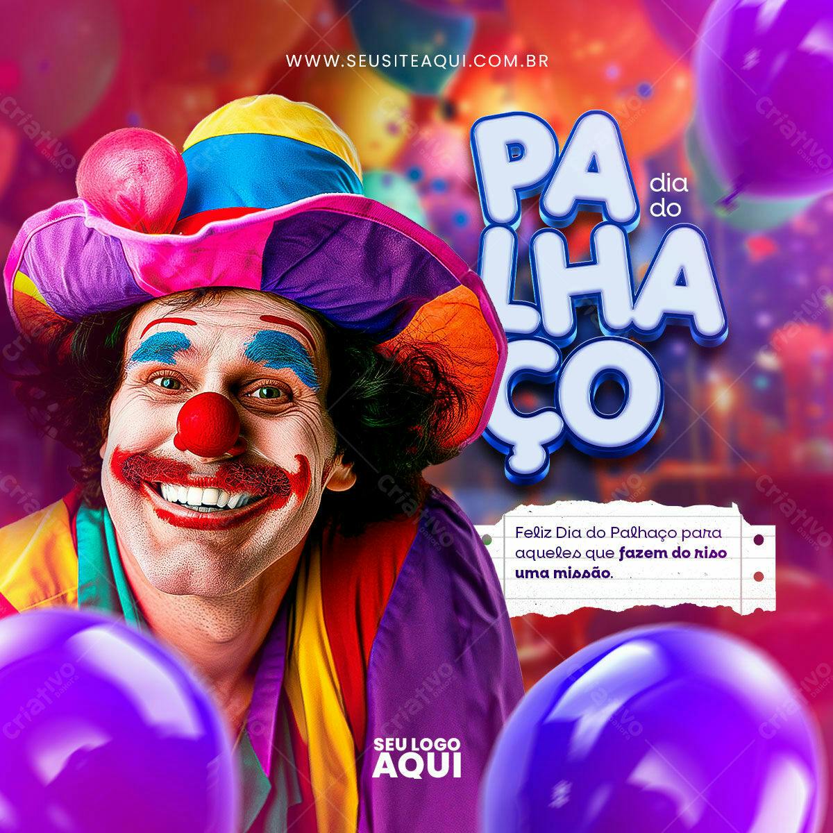 Flyer Dia do Palhaço PSD Editável