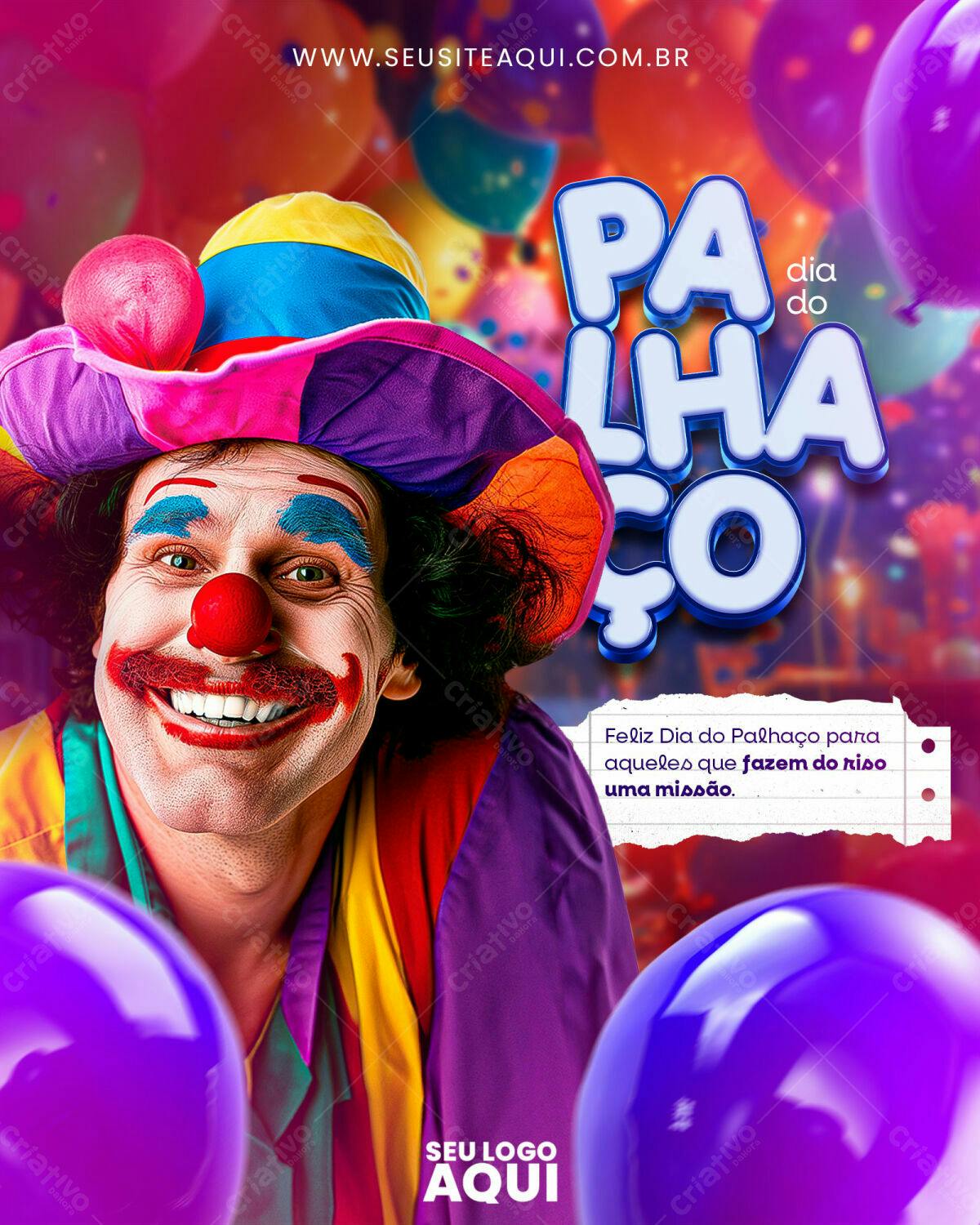 Flyer Dia do Palhaço PSD Editável