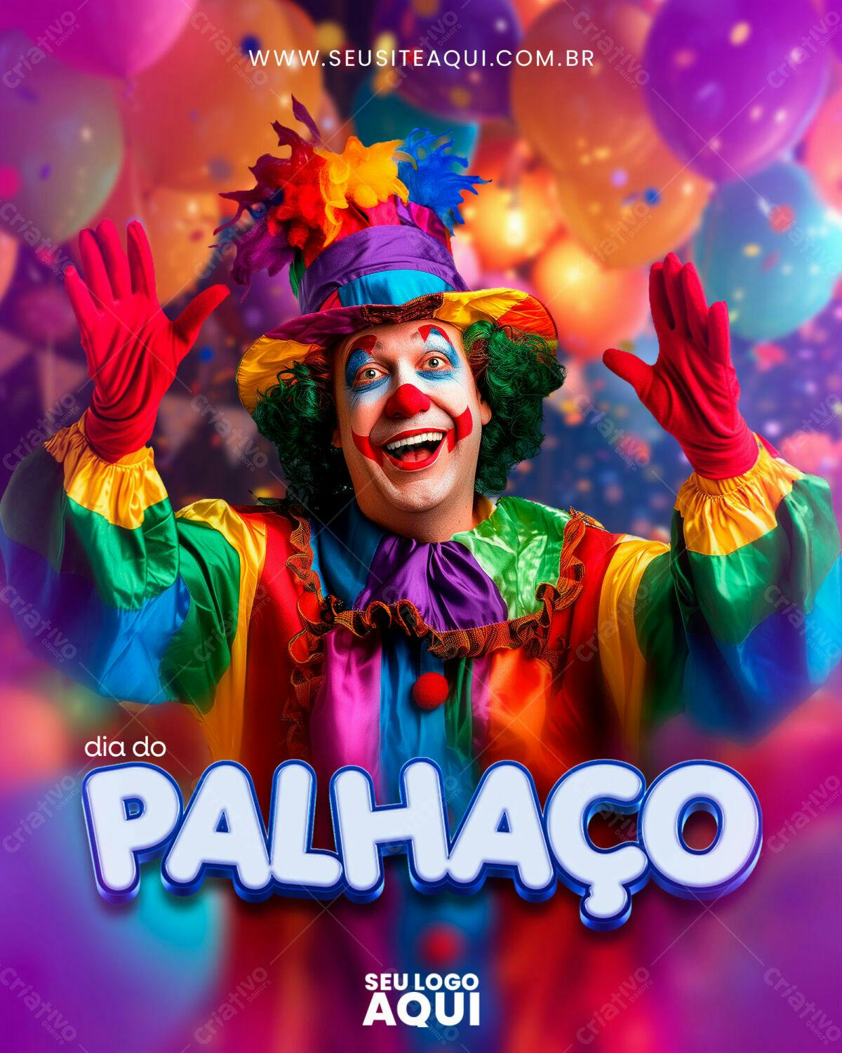 Flyer Dia do Palhaço PSD Editável