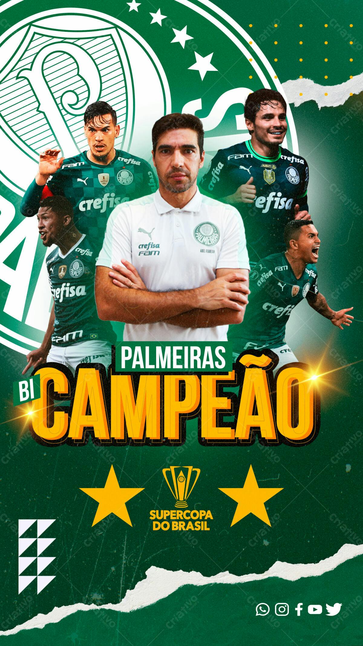 Flyer Palmeiras Campeão Supercopa PSD Editável