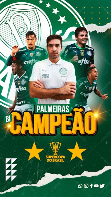 Flyer social media futebol palmeiras campeão