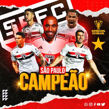 Flyer social media futebol são paulo campeão