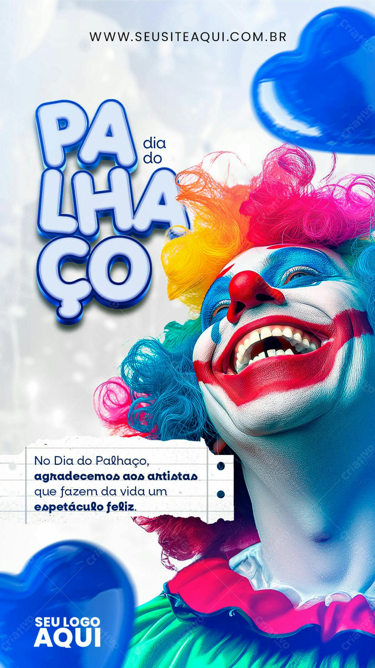 Flyer Dia do Palhaço PSD Editável