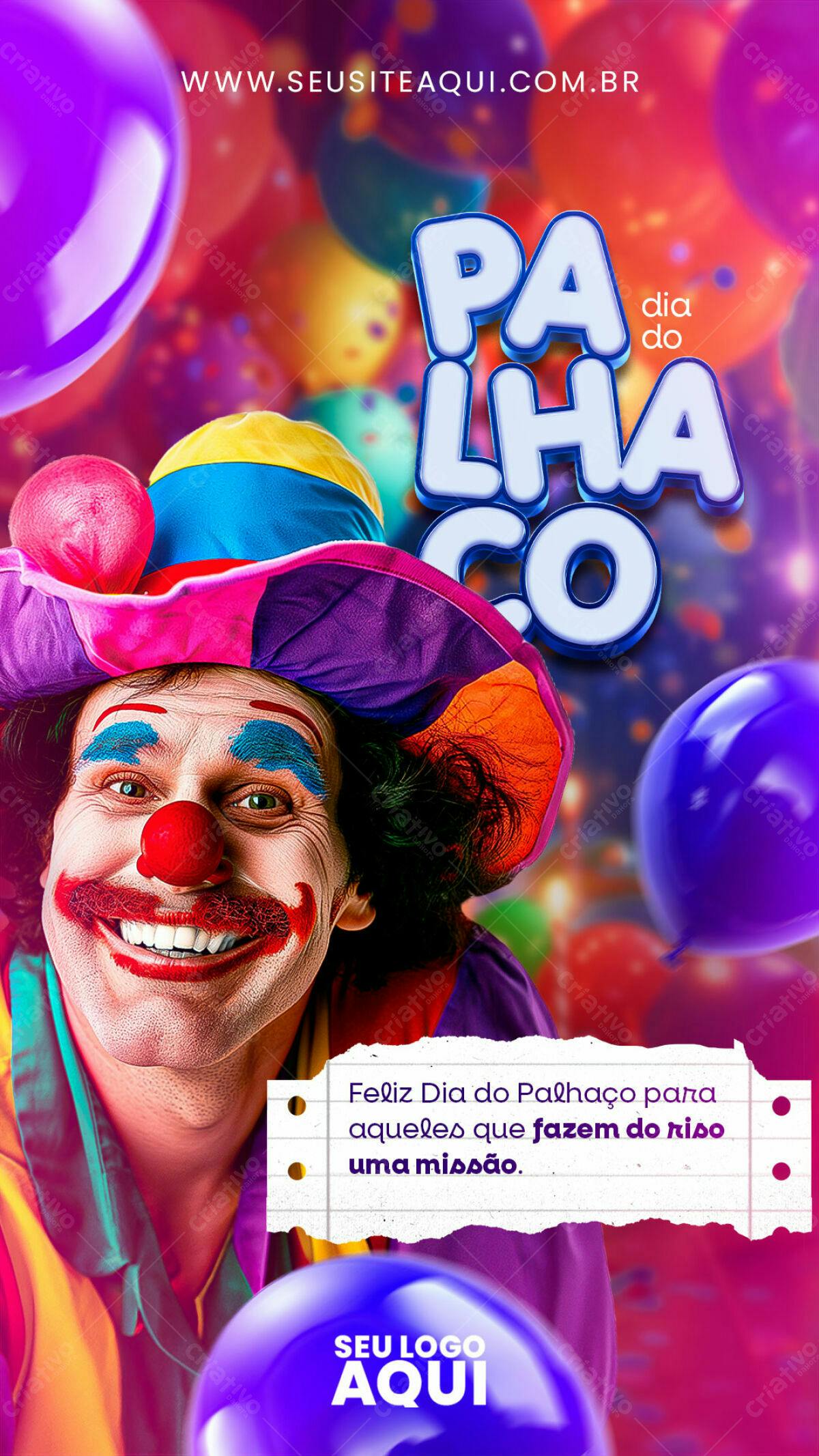 Flyer Dia do Palhaço PSD Editável