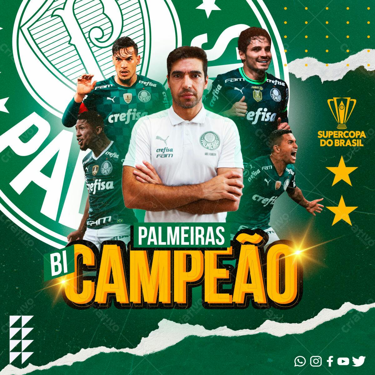 Flyer Palmeiras Bicampeão Supercopa PSD Editável