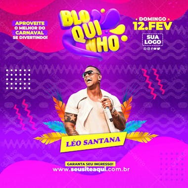 Flyer bloquinho carnaval léo santana