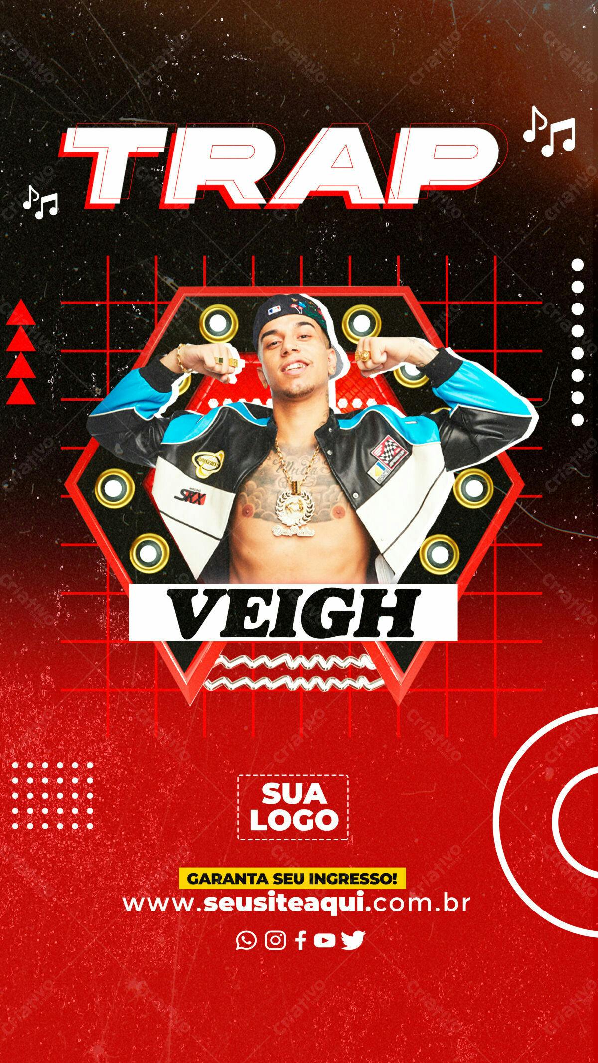 Flyer para Evento de Trap com Veigh PSD Editável