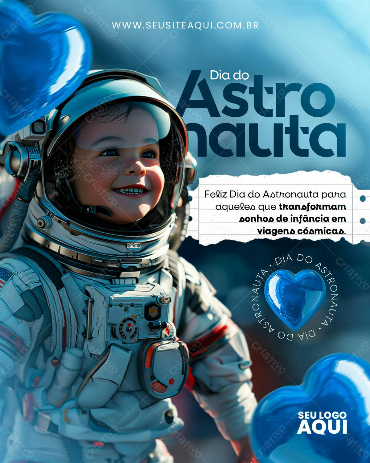 Flyer Dia do Astronauta PSD Editável