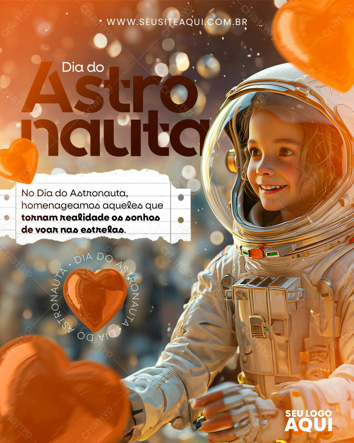 Flyer Dia do Astronauta PSD Editável