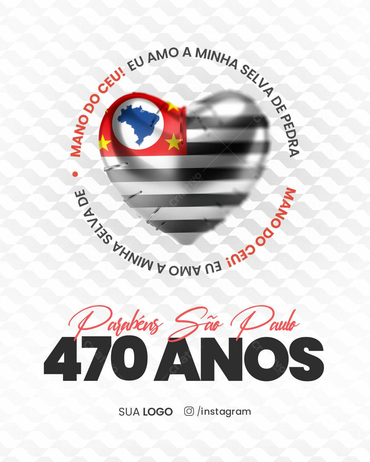 Arte para Aniversário de São Paulo 470 Anos PSD Editável