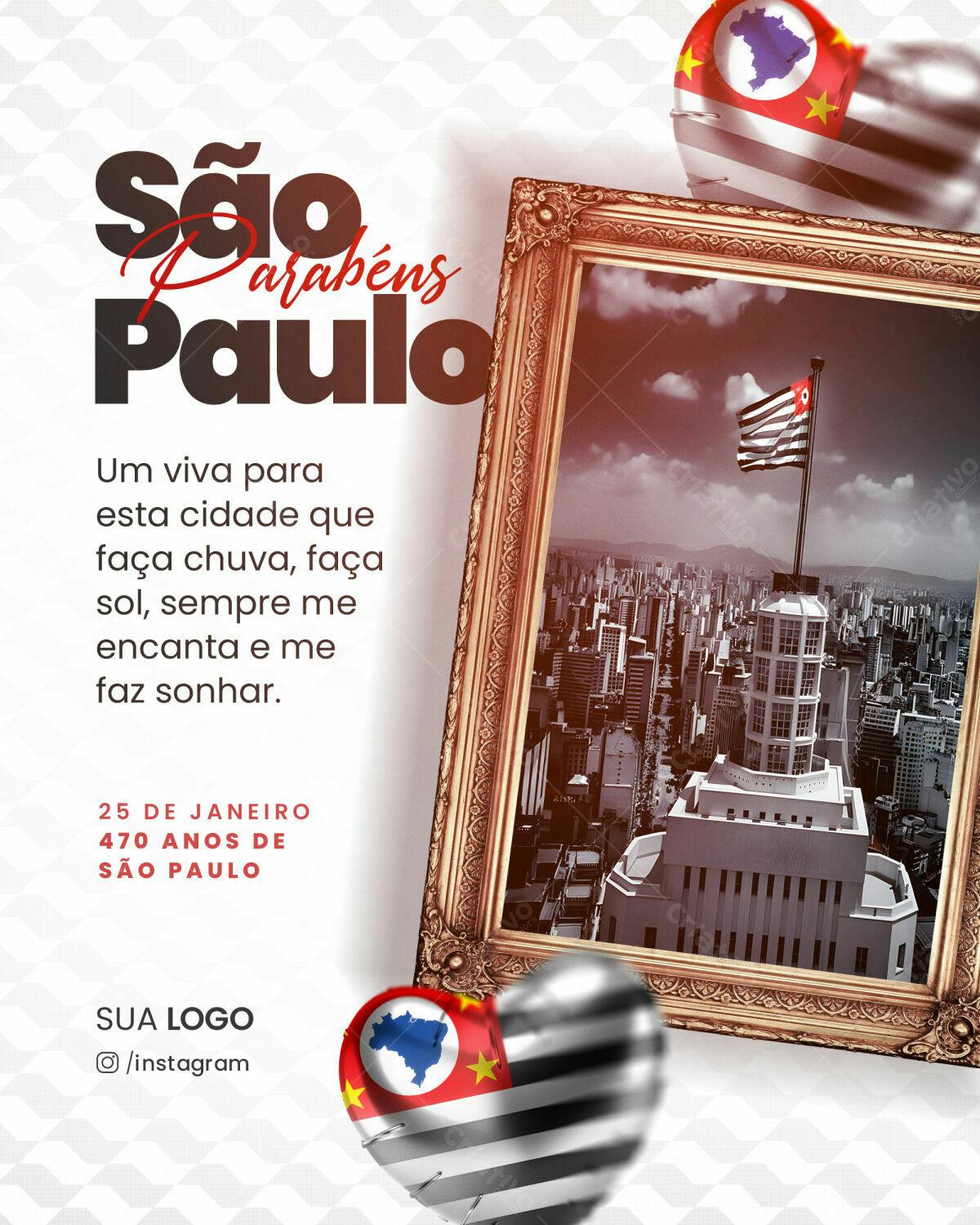 Flyer Aniversário 470 anos São Paulo PSD Editável