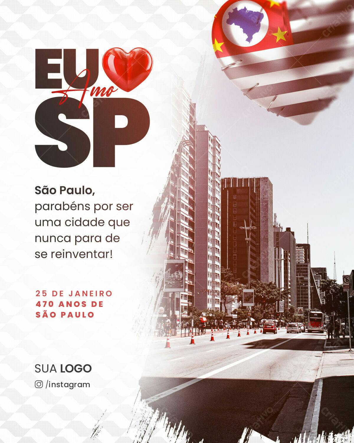 Flyer Aniversário 470 anos de São Paulo PSD Editável