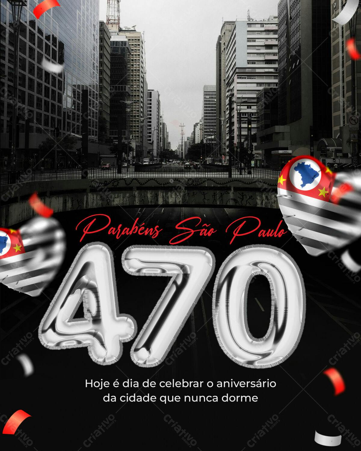 Flyer Aniversário 470 Anos São Paulo PSD Editável