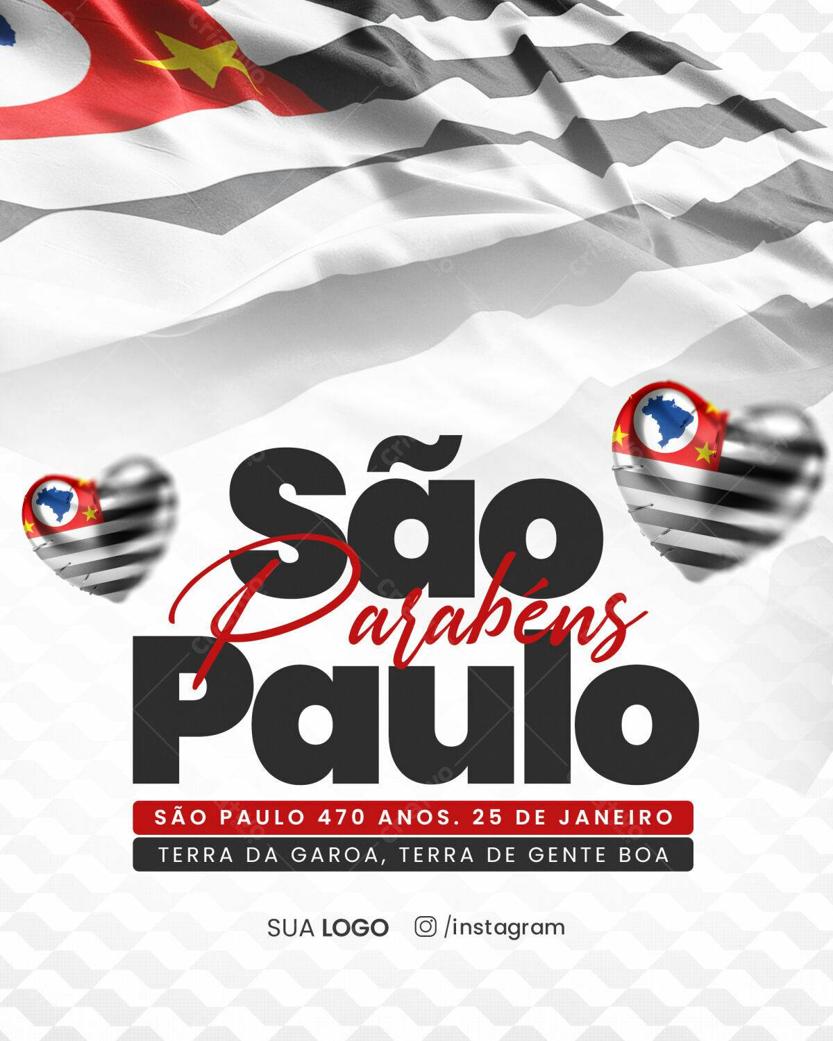 Flyer Aniversário São Paulo 470 anos PSD Editável