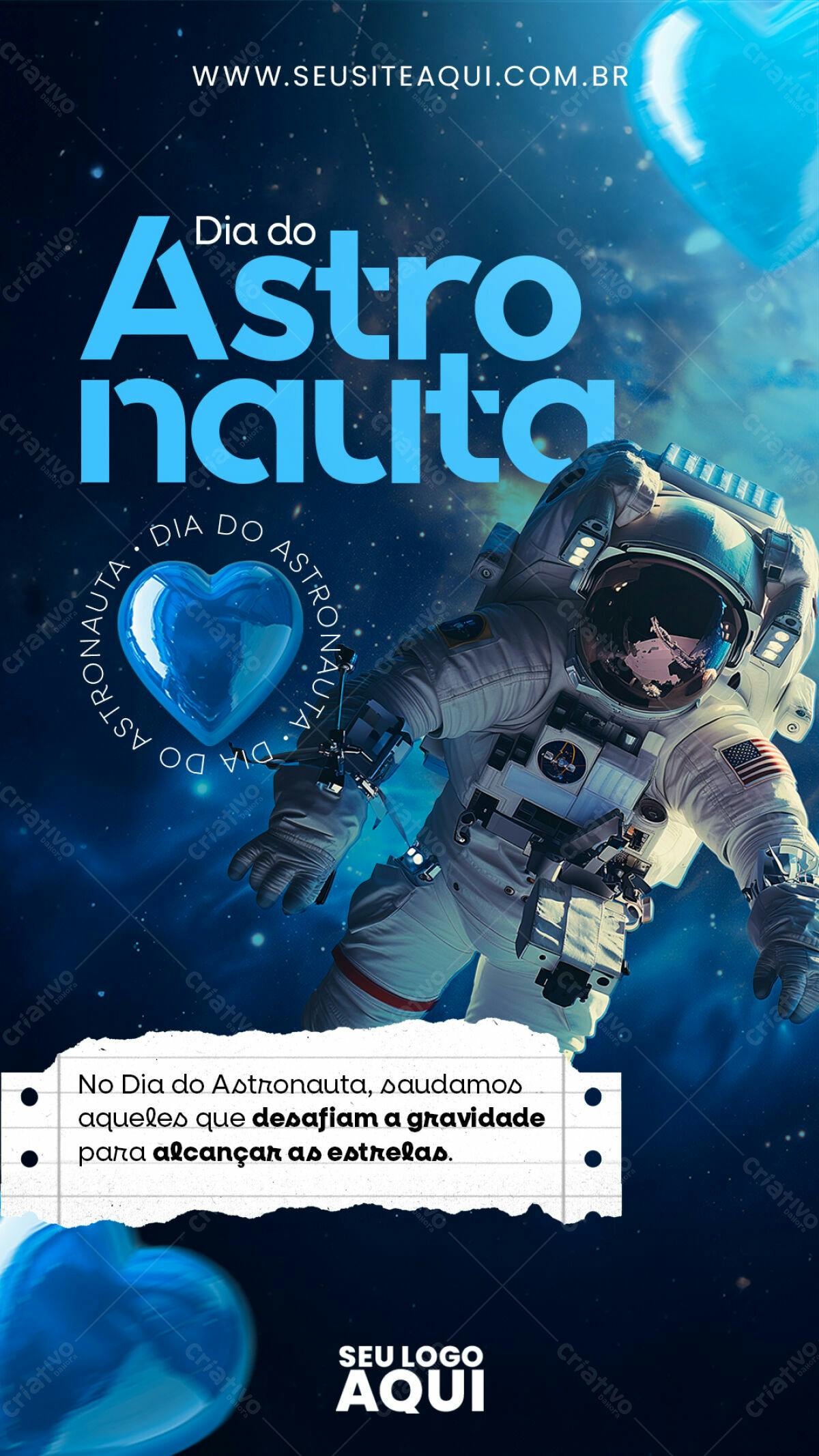 Flyer Dia do Astronauta PSD Editável