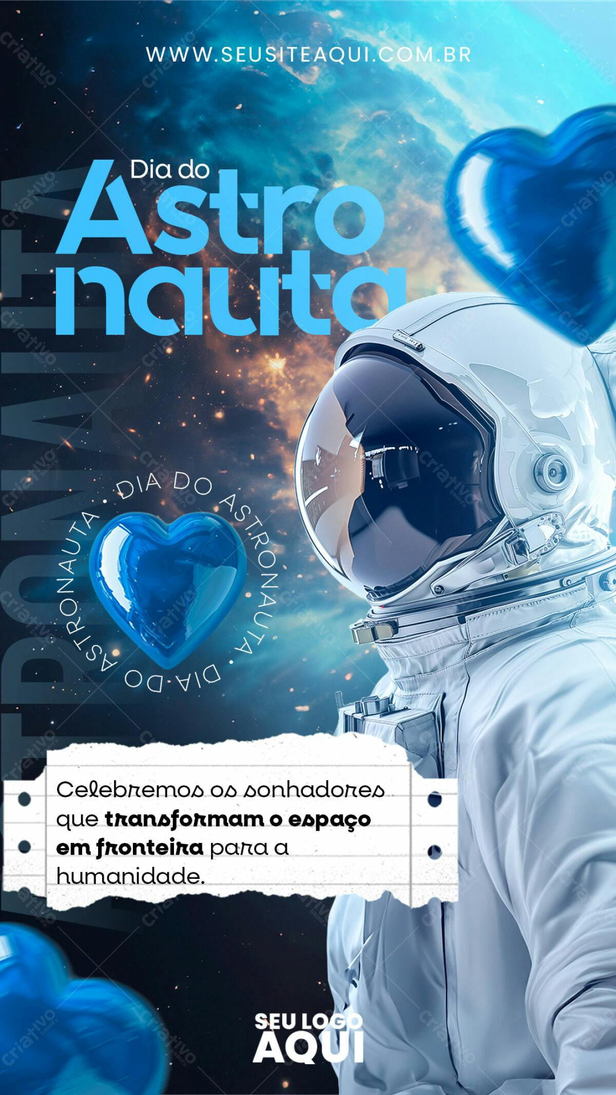 Flyer Dia do Astronauta PSD Editável
